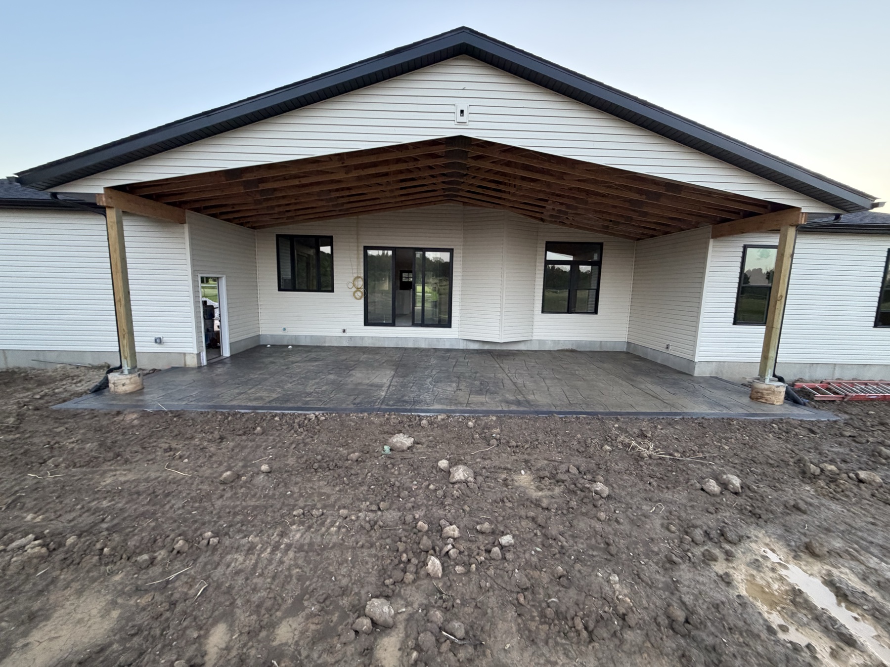 Covered stamped concrete patio